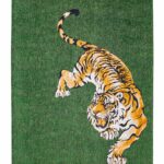 Alfombra Louis De Poortere, Pop Green On Fire 9388, Tiger design