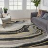 Nourison alfombra Prismatic PRS31 CHAGY CHARCOAL GREY 9x12 099446100542 interior 1