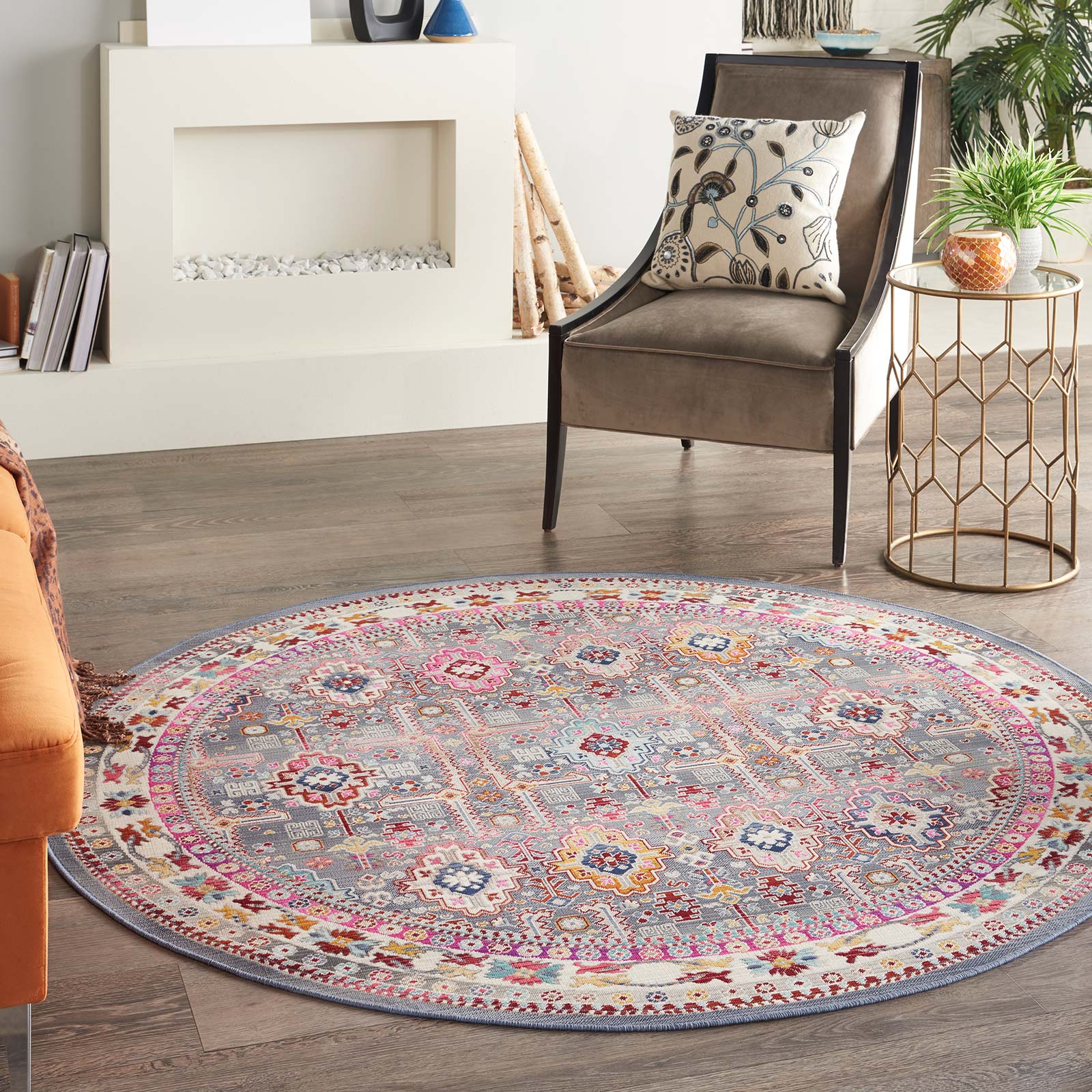 Nourison alfombra Vintage Kashan VKA05 GYMTC GREY MULTICOLOR 6xRND 099446811844 interior 1