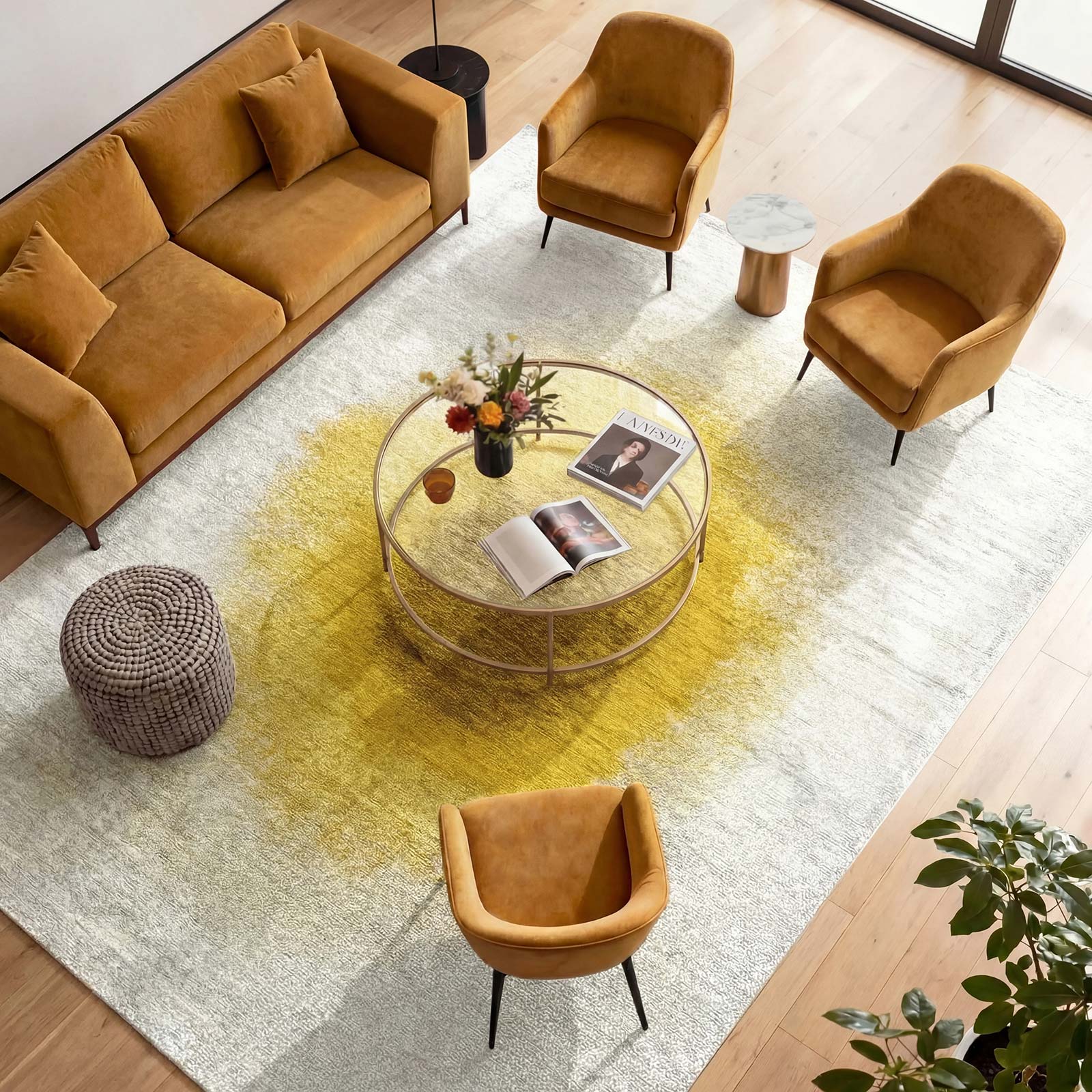 Louis De Poortere alfombra Meditation 2100 Drop Gold Moss interior
